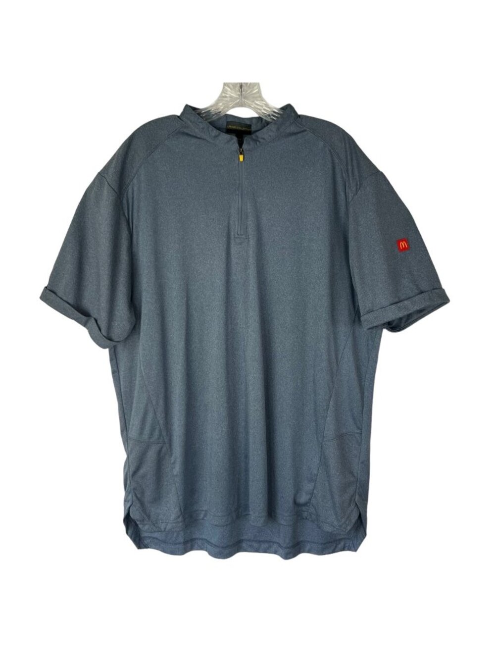 McDonalds Uniform Shirt 1/4 Zip XL Blue Short Sleeves Mens Workwear